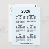 Alice Blue 6 Monate Mini-Kalender 2026 von Janz Postkarte (Vorne/Hinten)