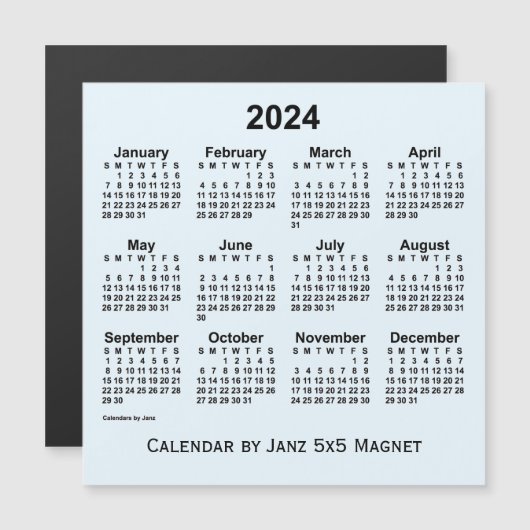 Alice Blue Calendar 2024 von Janz 5x5 Magnet (Vorne/Hinten)