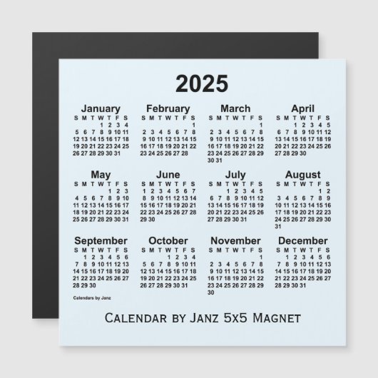 Alice Blue Calendar 2025 von Janz 5x5 Magnet (Vorne/Hinten)
