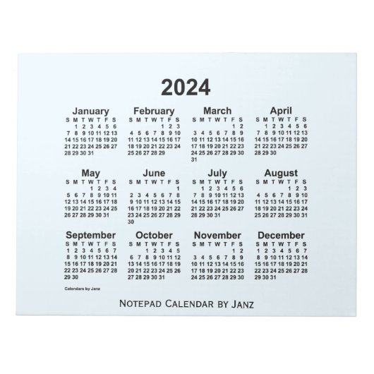 Alice Blue Calendar von Janz Large Notepad Notizblock (Vorderseite)