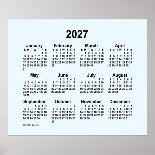 Alice Blue Calendar von Janz Print 2027 Poster (Vorne)