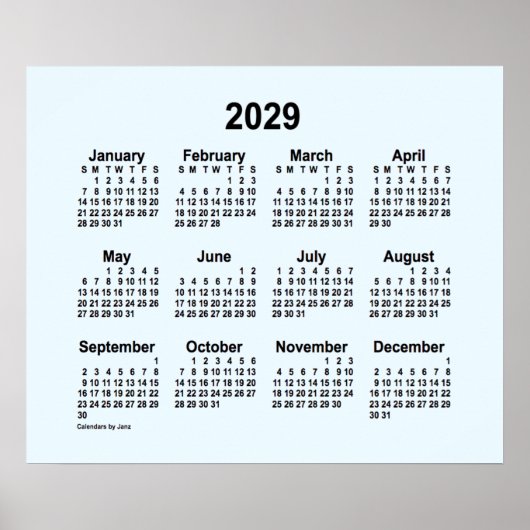 Alice Blue Calendar von Janz Print 2029 Poster (Vorne)