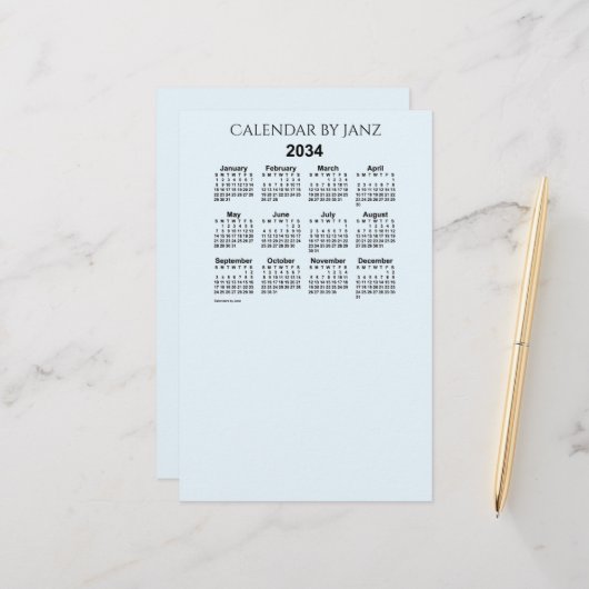 Alice Blue Calendar von Janz Stationery Briefpapier (Vorderseite/Rückseite Beispiel)