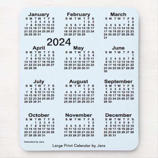 Alice Blue Large Print Calendar von Janz 2024 Mousepad (Vorne)