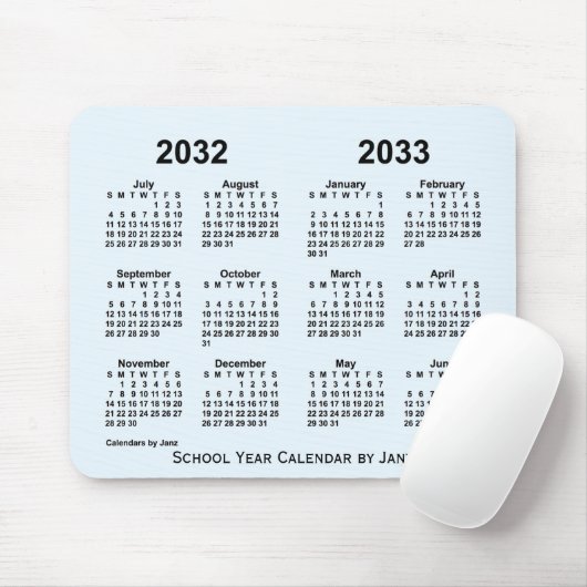 Alice Blue School Year Calendar by Janz 2032-2033 Mousepad (Mit Mouse)
