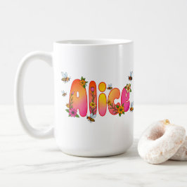 Alice - Blumendesign und Bienen-Motiv-Tasse Kaffeetasse