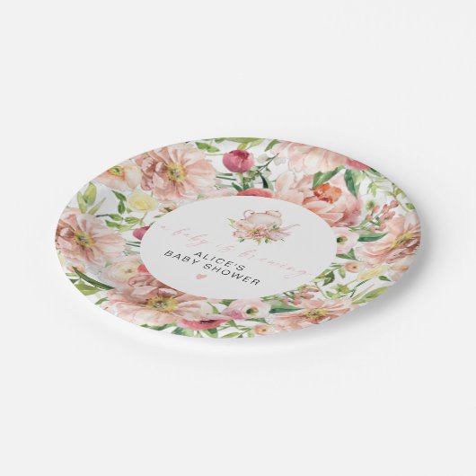 ALICE Blush Baby Brewing Shower Tee Party Pappteller (Schrägansicht)