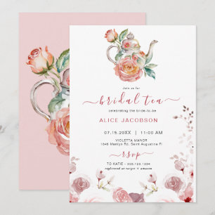 ALICE Blush Bloral Bridal Tee Party Brunch Dusche Einladung