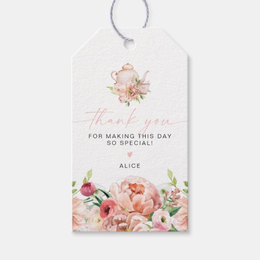 ALICE Blush Wasserfarbe Frühlingsflora Elegantes A Geschenkanhänger (Vorderseite)