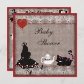 Alice & Cheshire Cat Baby Dusche Tee Party lädt ei Einladung (Vorne/Hinten)