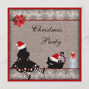 Alice & Cheshire Cat Christmas Party Einladung