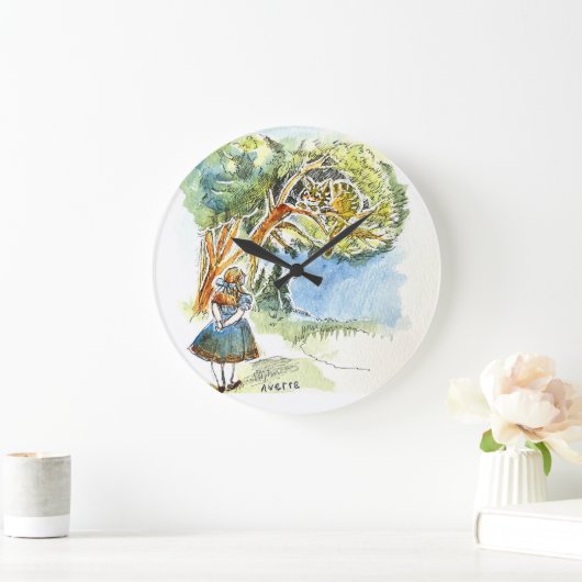 Alice & Cheshire Cat Clock Große Wanduhr (Zuhause)