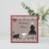 Alice & Cheshire Cat Geburtstagsparty Einladung (Stehend Vorderseite)