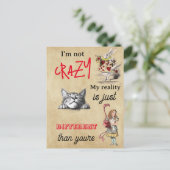 Alice - Cheshire Cat Ich bin nicht verrückt Postkarte (Stehend Vorderseite)