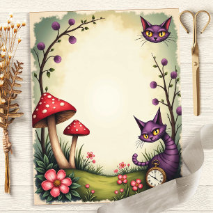 Alice Cheshire Cat Mushroom Clock Scrapbook