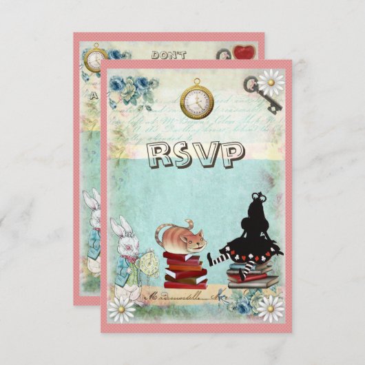 Alice & Cheshire Cat UAWG Bringen Sie eine Babybuc RSVP Karte (Vorne/Hinten)