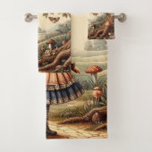 Alice & Cheshire Cat: Whimsical Wonderland Fantasy Badhandtuch Set (Insitu)