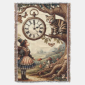 Alice & Cheshire Cat: Whimsical Wonderland Fantasy Decke (Vorderseite Vertikal)