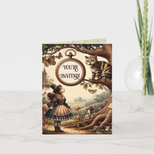 Alice & Cheshire Cat: Whimsical Wonderland Fantasy Einladung