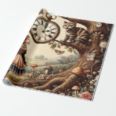 Alice & Cheshire Cat: Whimsical Wonderland Fantasy Geschenkpapier (Ungerollt)