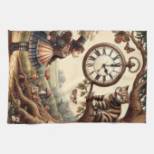 Alice & Cheshire Cat: Whimsical Wonderland Fantasy Geschirrtuch (Horizontal)