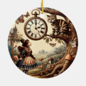 Alice & Cheshire Cat: Whimsical Wonderland Fantasy Keramik Ornament (Hinten)