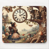 Alice & Cheshire Cat: Whimsical Wonderland Fantasy Mousepad (Vorne)