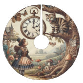 Alice & Cheshire Cat: Whimsical Wonderland Fantasy Polyester Weihnachtsbaumdecke (Vorderseite)
