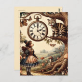 Alice & Cheshire Cat: Whimsical Wonderland Fantasy Postkarte (Vorne/Hinten)