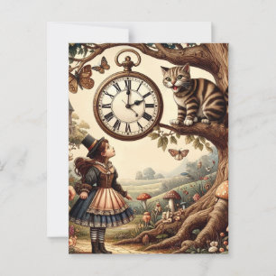 Alice & Cheshire Cat: Whimsical Wonderland Fantasy Postkarte