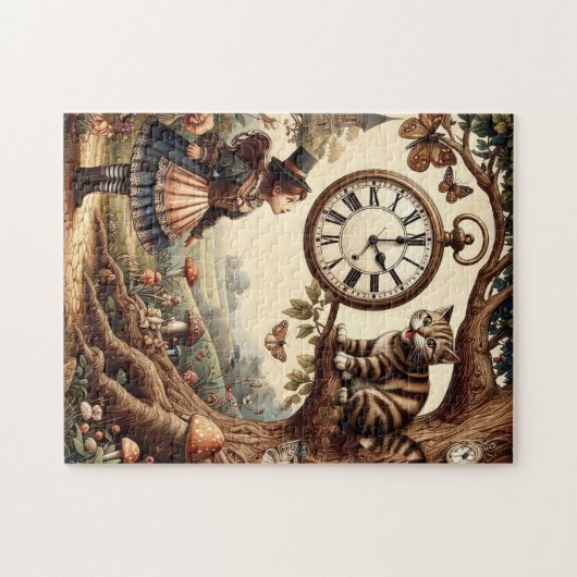 Alice & Cheshire Cat: Whimsical Wonderland Fantasy Puzzle (Horizontal)