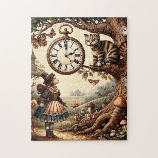 Alice & Cheshire Cat: Whimsical Wonderland Fantasy Puzzle (Vertikal)