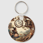 Alice & Cheshire Cat: Whimsical Wonderland Fantasy Schlüsselanhänger (Rückseite)