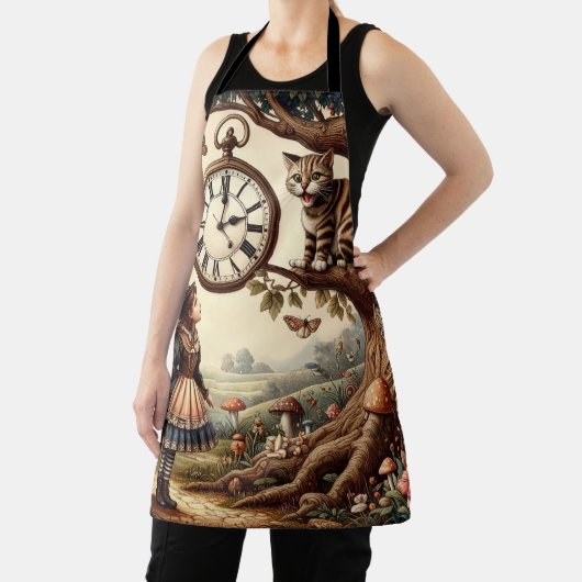 Alice & Cheshire Cat: Whimsical Wonderland Fantasy Schürze (InSitu)