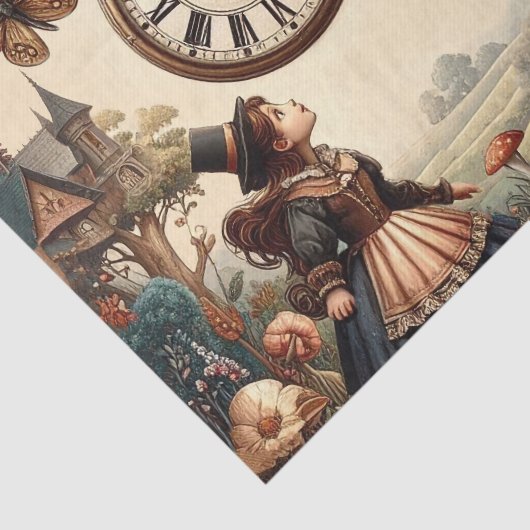 Alice & Cheshire Cat: Whimsical Wonderland Fantasy Seidenpapier (Ausschnitt)