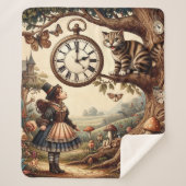 Alice & Cheshire Cat: Whimsical Wonderland Fantasy Sherpadecke (Vorderseite)