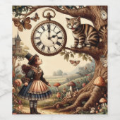 Alice & Cheshire Cat: Whimsical Wonderland Fantasy Weinetikett (Einzelnes Label)