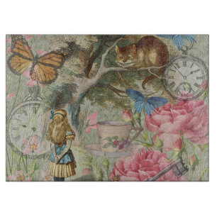 Alice Cheshire Cat Wonderland Baumgarten Schneidebrett