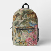 Alice Cheshire Cat Wonderland Tree Garden Bedruckter Rucksack (Vorderseite)