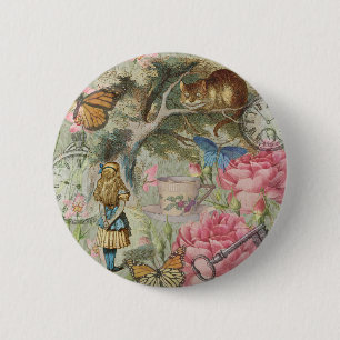 Alice Cheshire Cat Wonderland Tree Garden Button