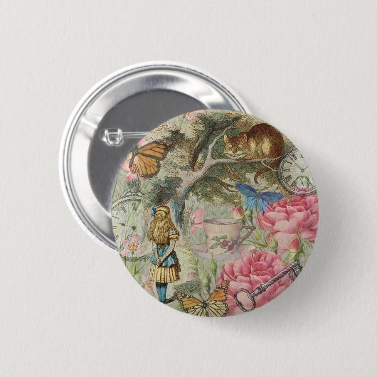 Alice Cheshire Cat Wonderland Tree Garden Button (Vorne & Hinten)