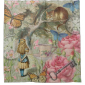 Alice Cheshire Cat Wonderland Tree Garden Duschvorhang (Vorderseite)