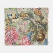 Alice Cheshire Cat Wonderland Tree Garden Fleecedecke (Vorderseite (Horizontal))