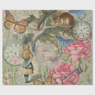 Alice Cheshire Cat Wonderland Tree Garden Geschenkpapier
