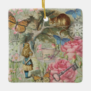 Alice Cheshire Cat Wonderland Tree Garden Keramikornament