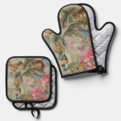 Alice Cheshire Cat Wonderland Tree Garden Ofenhandschuh & Topflappen-Set (Vorderseite/Rückseite)
