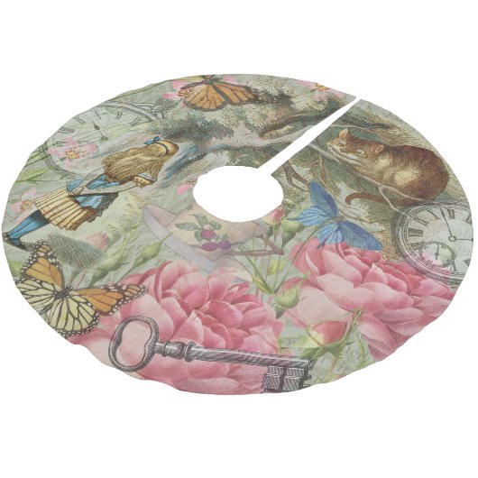 Alice Cheshire Cat Wonderland Tree Garden Polyester Weihnachtsbaumdecke (Schrägansicht)