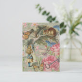Alice Cheshire Cat Wonderland Tree Garden Postkarte (Stehend Vorderseite)