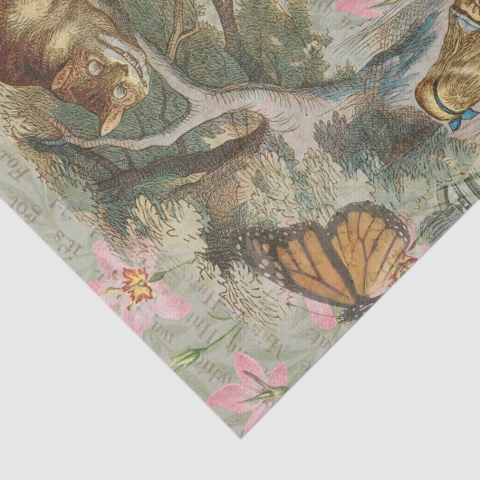 Alice Cheshire Cat Wonderland Tree Garden Seidenpapier (Ausschnitt)