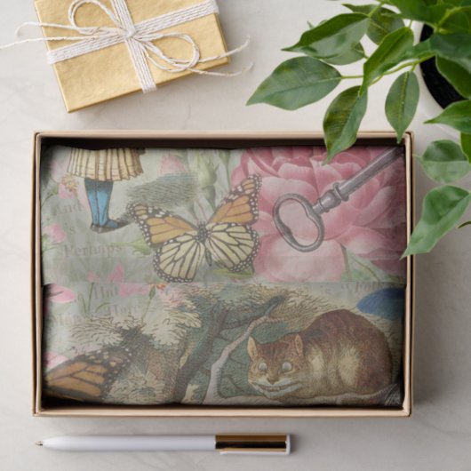 Alice Cheshire Cat Wonderland Tree Garden Seidenpapier (Geschenk)